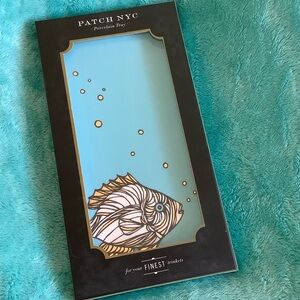 Porcelain Ceramic Tropical Fish Ocean Trink Dish Tray  Gold Trim NWT Galison